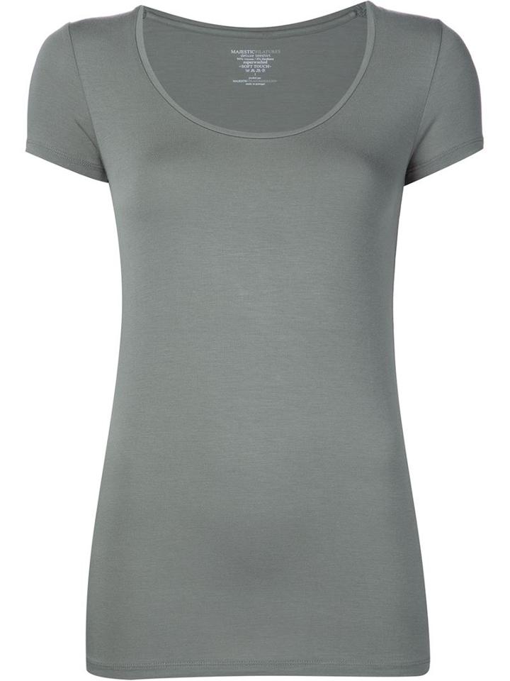 Majestic Filatures Scoop Neck T-shirt, Women's, Size: 1, Green, Viscose/spandex/elastane