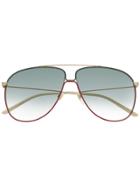 Gucci Eyewear Web Detail Aviator Sunglasses - Green