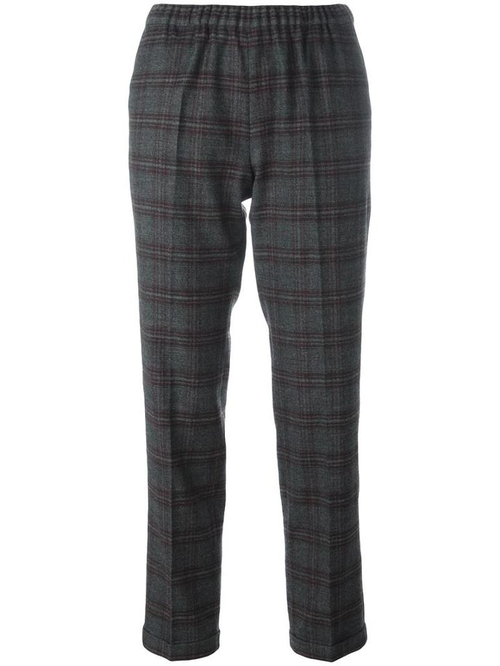 Alberto Biani Plaid Cropped Trousers, Women's, Size: 40, Grey, Cashmere/wood/spandex/elastane/cotton