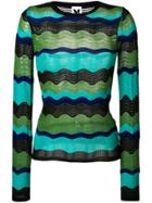 M Missoni Embroidered Colour-block Sweater - Green