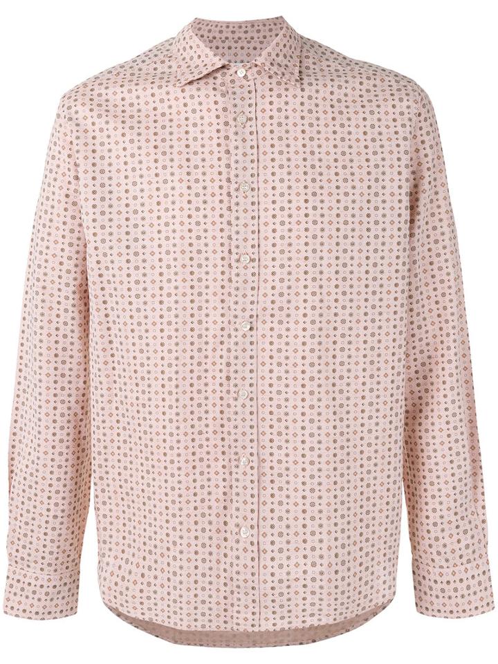 Etro - Geometric Dot Print Shirt - Men - Cotton/linen/flax - Xl, Yellow/orange, Cotton/linen/flax