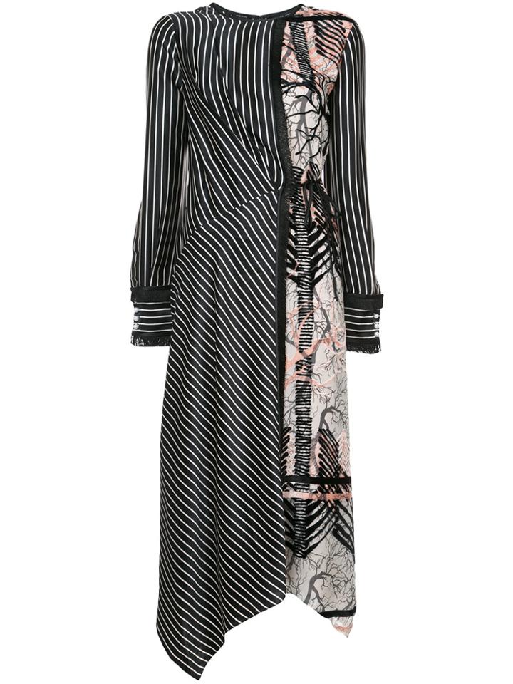 Yigal Azrouel Fringe Detailed Stripe Dress - Black