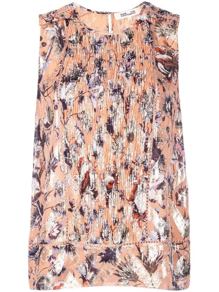 Diane Von Furstenberg Printed Gathered Front Blouse - Orange
