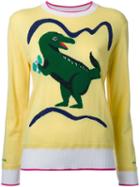 Muveil Dinosaur Intarsia Jumper, Women's, Size: 40, Yellow/orange, Acrylic/wool