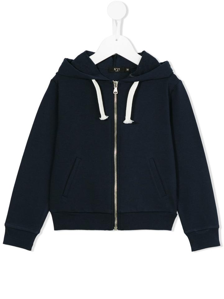 No21 Kids - Zipped Hoodie - Kids - Cotton/spandex/elastane - 4 Yrs, Blue