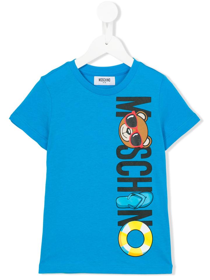 Moschino Kids Logo Print T-shirt, Boy's, Size: 8 Yrs, Blue