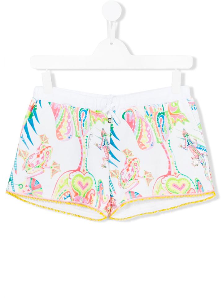 Roberto Cavalli Kids Teen Abstract Paisley Print Shorts - White