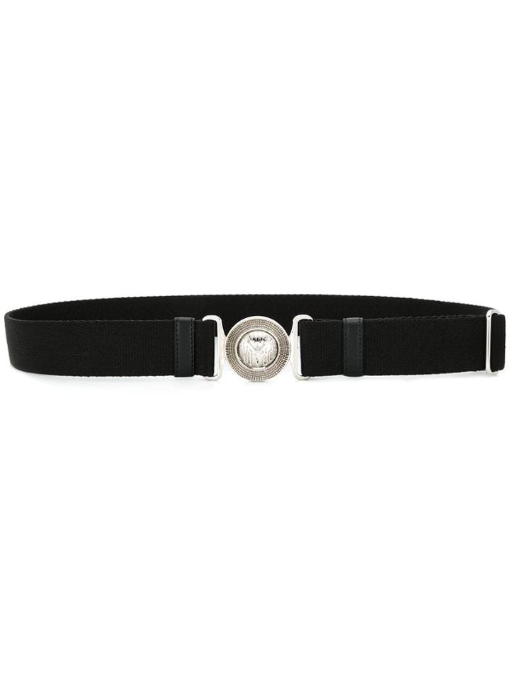 Prada Round Metallic Logo Buckle Belt - Black