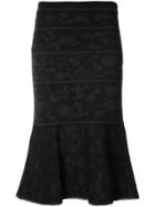 Carolina Herrera Jacquard Trumpet Knit Skirt - Black