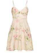 Zimmermann Iris Sleeveless Floral Print Cotton Linen-blend Sun Dress -