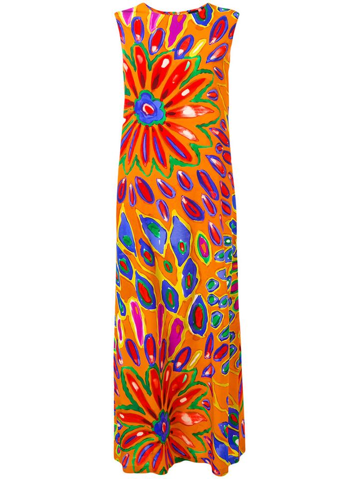 Aspesi - Floral Maxi Dress - Women - Silk - 46, Yellow/orange, Silk