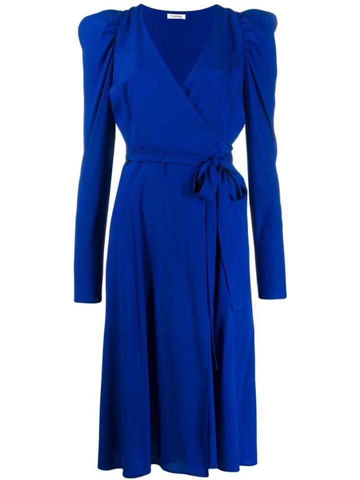 P.a.r.o.s.h. Puff-sleeve Wrap Dress - Blue