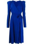 P.a.r.o.s.h. Puff-sleeve Wrap Dress - Blue