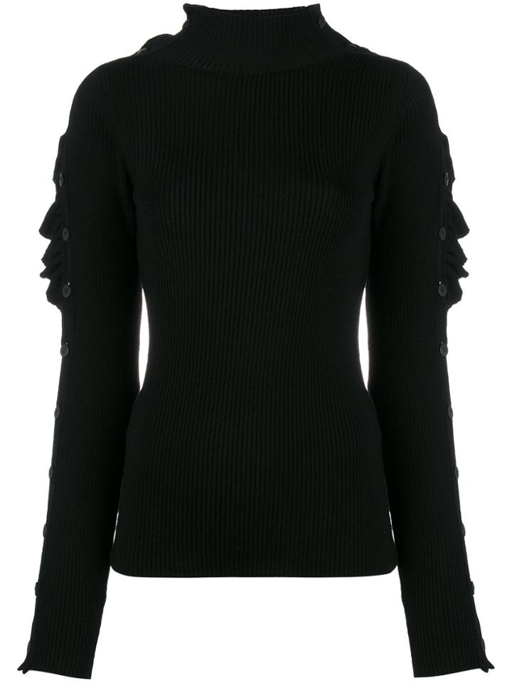 Preen By Thornton Bregazzi Alex Ruffle Sleeve Jumper - Black