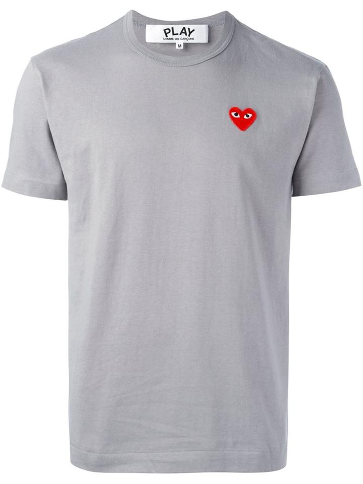 Comme Des Garçons Play Heart Patch T-shirt, Men's, Size: Xl, Grey, Cotton