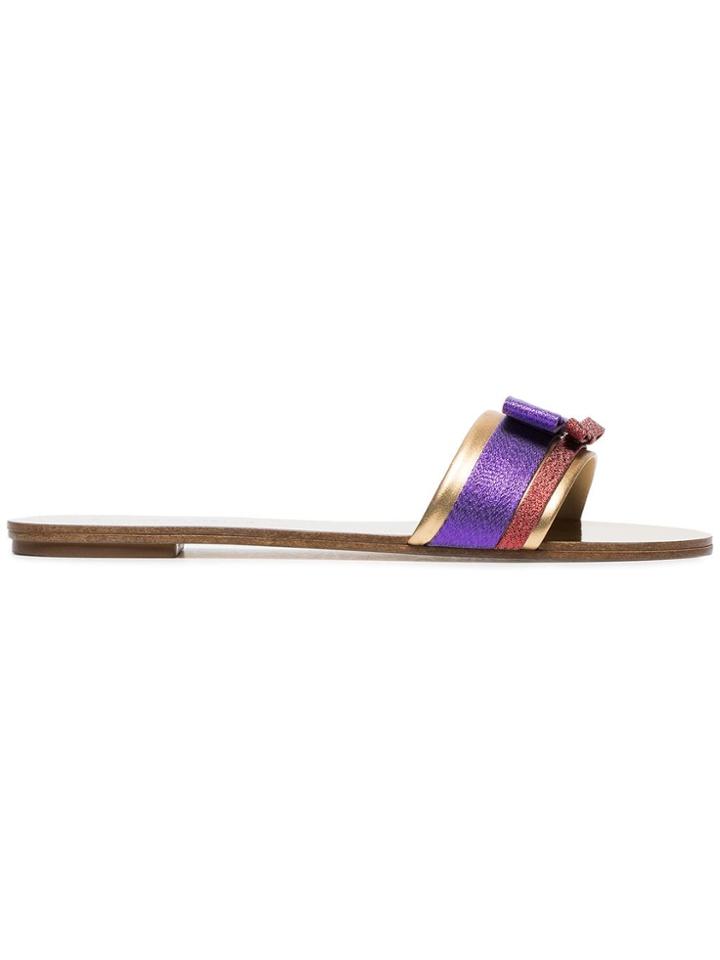 Sophia Webster Andie Bow Embellished Slides - Orange