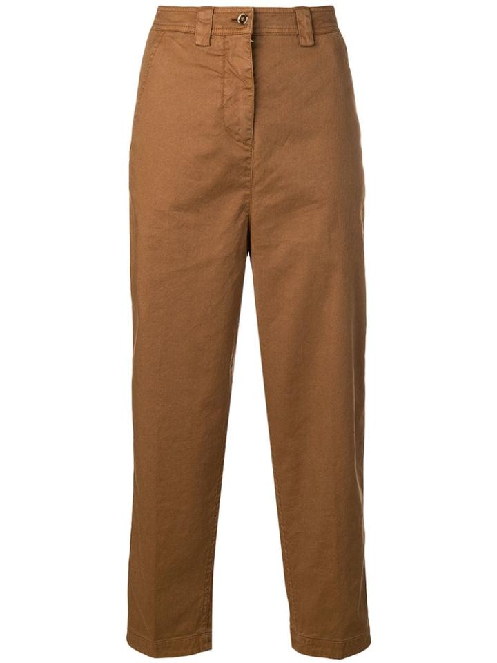 Pt01 High-waisted Trousers - Brown