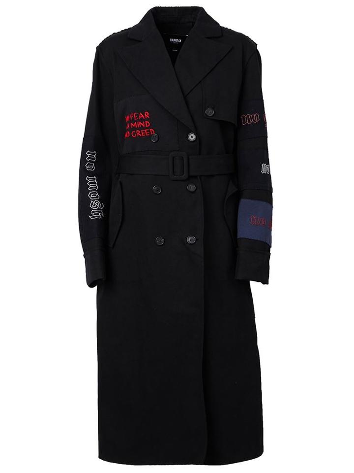 Yang Li Embroidered Detail Belted Double Breasted Coat