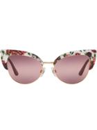 Dolce & Gabbana Eyewear Cat-eye Floral Sunglasses - White