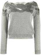 Ermanno Scervino Lace Top Cropped Sweater - Grey