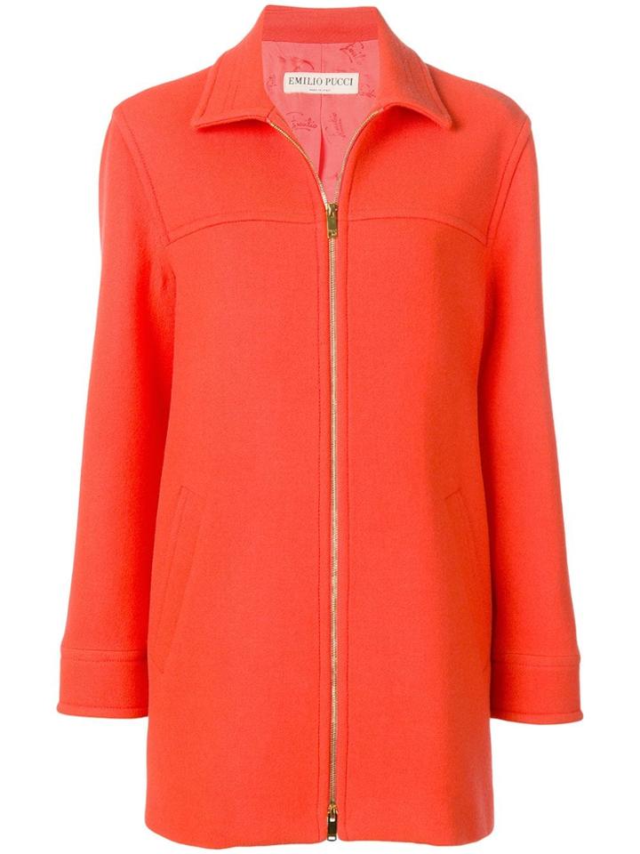 Emilio Pucci Zipped Virgin Wool Coat - Orange
