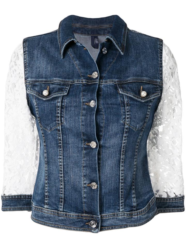 Liu Jo Lace-sleeved Denim Jacket - Blue