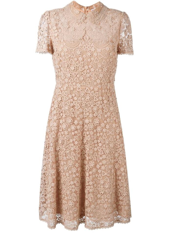 Red Valentino Macramé Lace Dress, Women's, Size: 36, Nude/neutrals, Polyester/cotton/silk