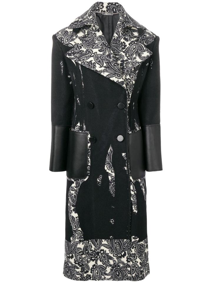 Alexander Mcqueen Printed Double-breasted Coat - Black