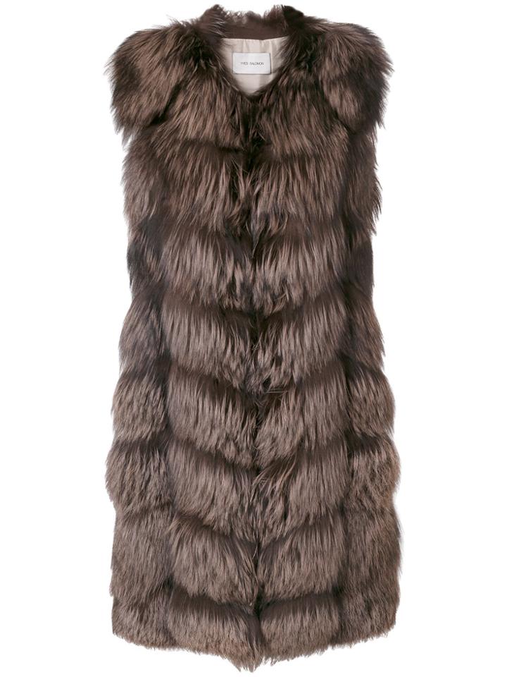Yves Salomon Midi Vest - Brown