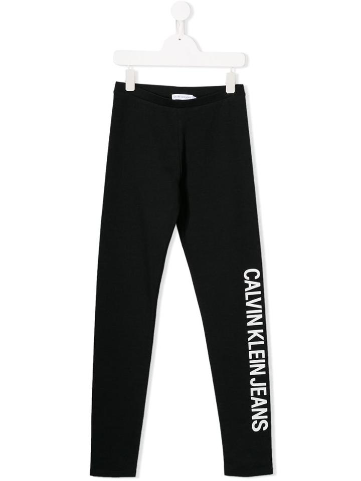 Calvin Klein Kids Teen Logo Print Leggings - Black