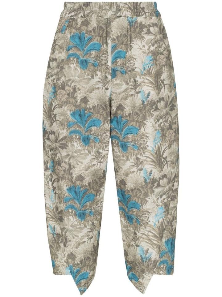 By Walid Printed Cropped Trousers - Blue