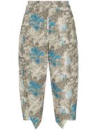 By Walid Printed Cropped Trousers - Blue