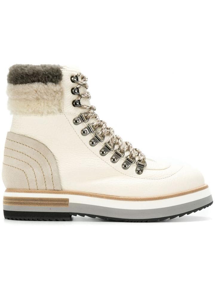 Fabi Faux Shearling Trim Boots - Neutrals