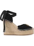 Gucci Crochet Platform Espadrilles - Black