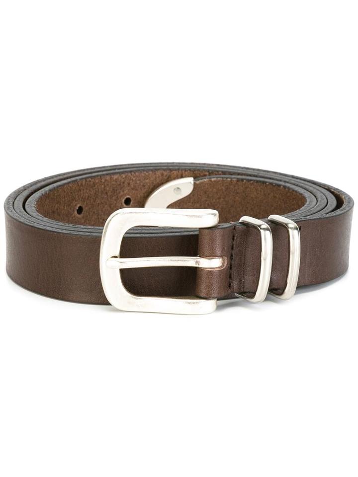 Eleventy Silver-tone Hardware Belt, Men's, Size: 95, Brown, Calf Leather