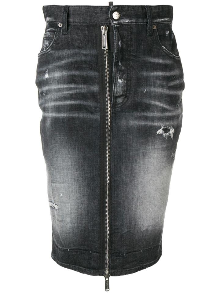 Dsquared2 Zip Detail Denim Skirt - Black