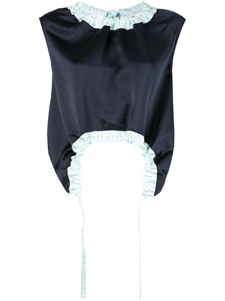 Cédric Charlier Ruched Cropped Blouse - Blue