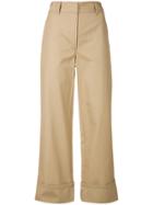 Prada Turn-up Hem Trousers - Nude & Neutrals