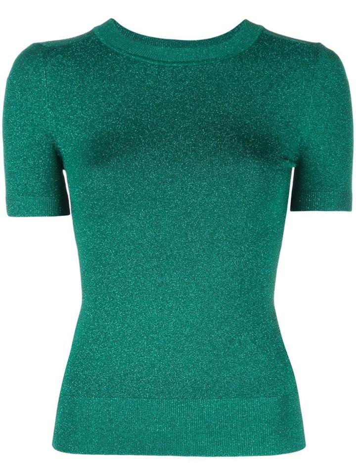 Joostricot Short Sleeve Shimmer Knitted Top - Green