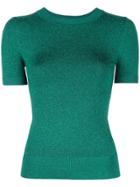Joostricot Short Sleeve Shimmer Knitted Top - Green