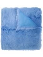 Rochas Large Scarf, Women's, Blue, Leather/lama Fur