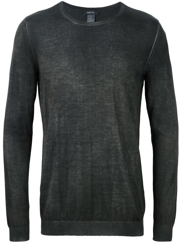 Avant Toi Ribbed Round Neck Jumper, Men's, Size: Xl, Green, Silk/cashmere