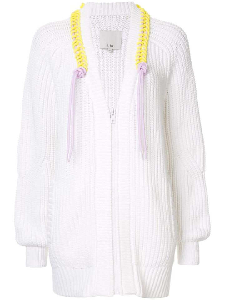 Tibi Stitch-detail Zipped Cardigan - White