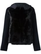 P.a.r.o.s.h. Zip Up Jacket, Women's, Size: Small, Black, Goat Fur/mink Fur/polyester/goose Down
