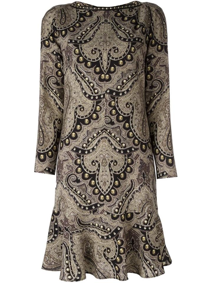 Etro Damask Print Drop Waist Dress