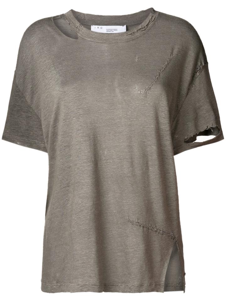 Iro Ripped Neck T-shirt - Grey