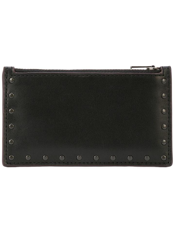 Coach Zip Card Case In Border Rivets - Black