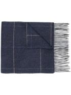 Canali Striped Knitted Scarf - Blue