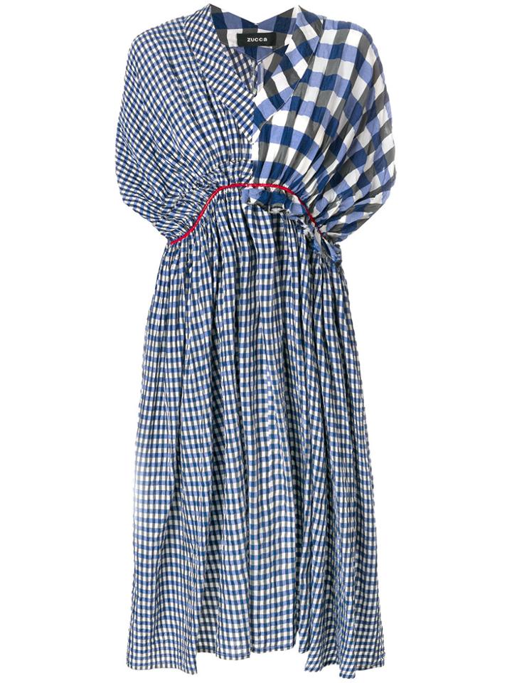 Cabane De Zucca Contrast Check Print Dress - Blue