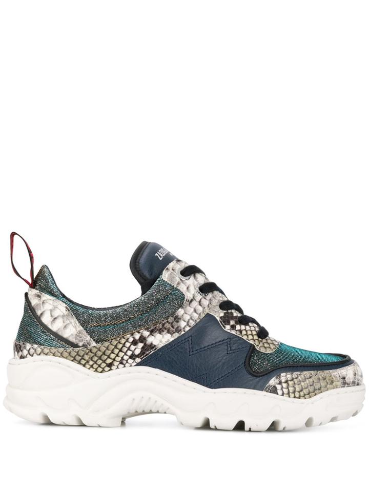 Zadig & Voltaire Blaze Contrast Print Sneakers - Silver